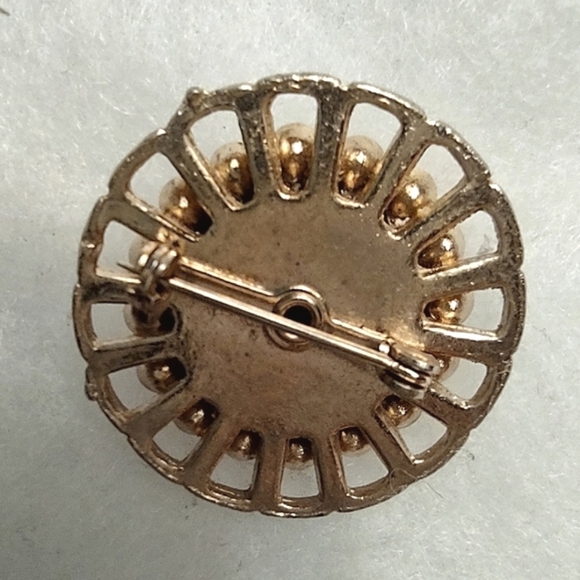 Vintage Art-deco Brooch Black Onyx & White Crystal - Picture 6 of 9